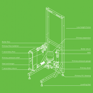 K Plate Heat Exchange line drawing green 01